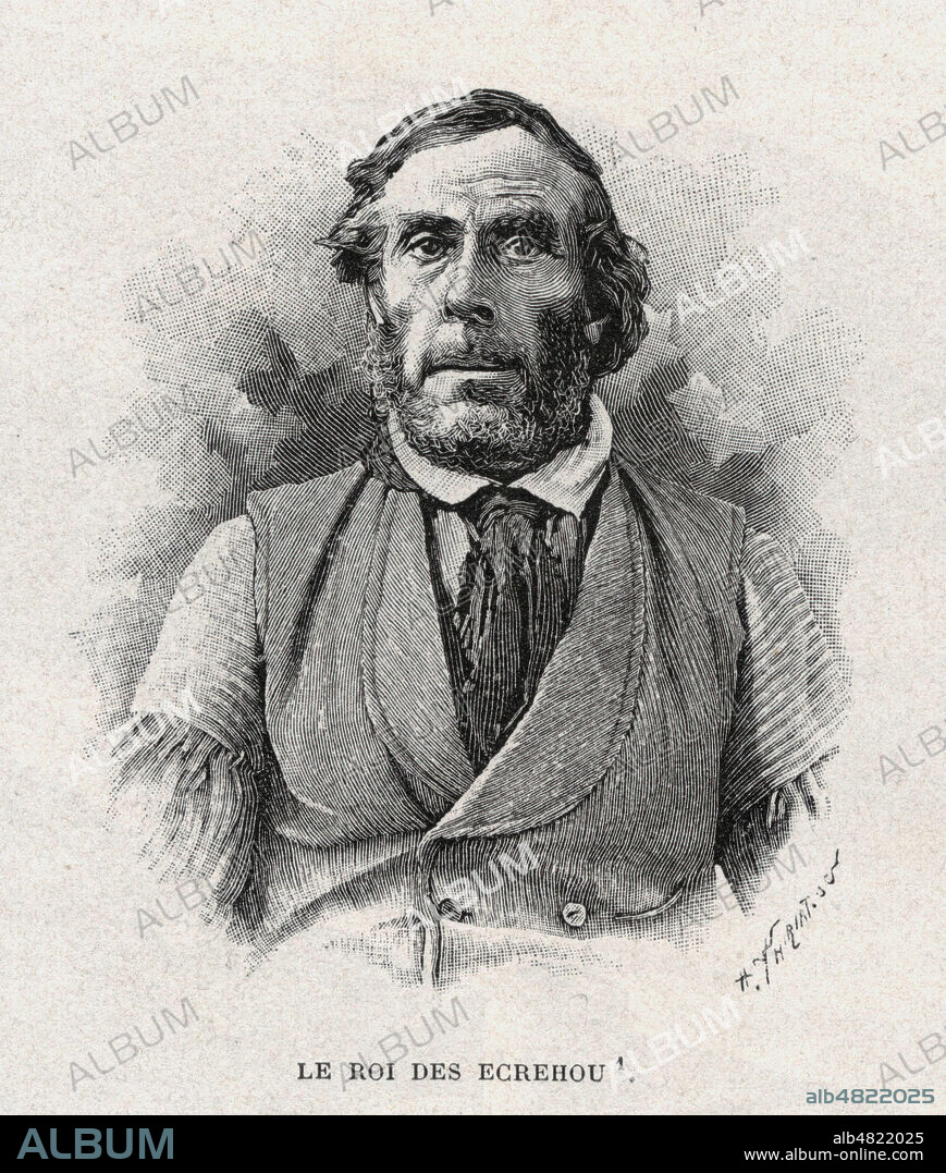 Philippe PINEL (1820-1896), le roi des Ecrehou. Illustration de Henri THIRIAT (1843-1926) pour Les iles de la Manche par Henri ROLAND (19-20 s.) repris dans Le Tour du Monde de 1893. Credit : Collection Kharbine-Tapabor.