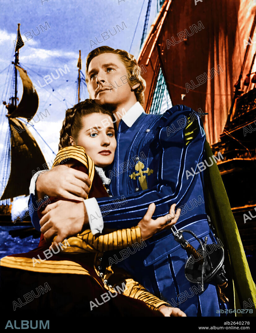 BRENDA MARSHALL and ERROL FLYNN in THE SEA HAWK, 1940, directed by MICHAEL CURTIZ. Copyright WARNER BROTHERS.