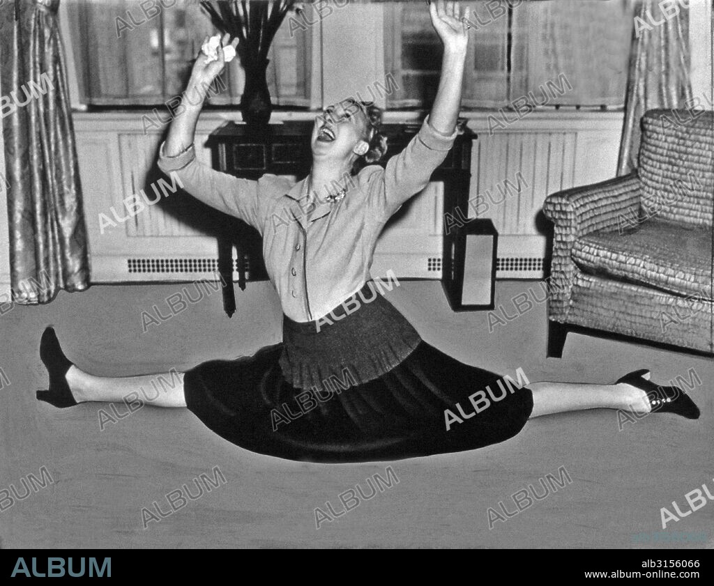 New York, New York:  1940. Charlotte Greenwood proves her agility despite the fact that she''s near the half-century mark.