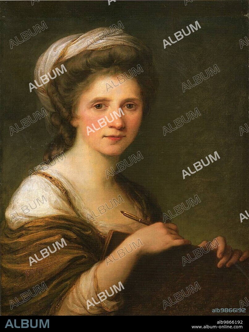 Self-portrait of Angelika Kauffmann, Maria Anna Angelica Catharina Kauffmann (30 October 1741 to 5 November 1807) a famous Swiss-Austrian paintress of the sensitive classicism, Historical, digitally restored reproduction from a 19th century original
