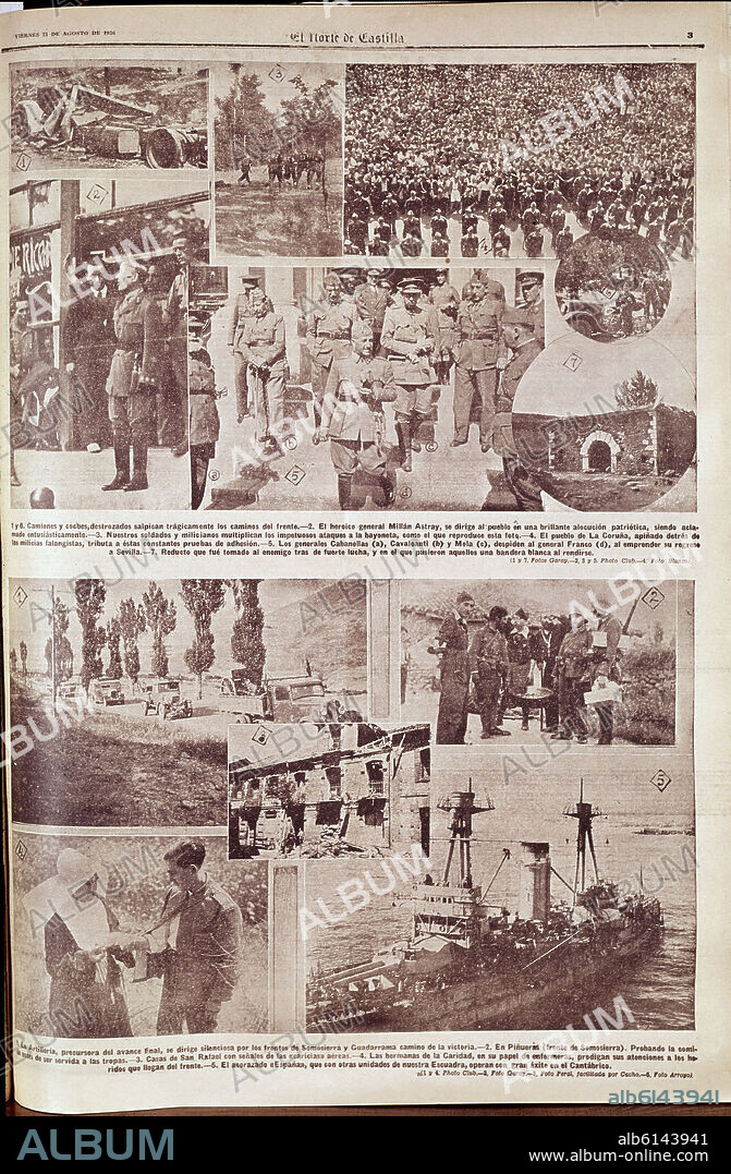 PERIODICO EL NORTE DE CASTILLA 21/8/1936: GUERRA CIVIL - NOTICIAS DE BANDO NACIONAL.
