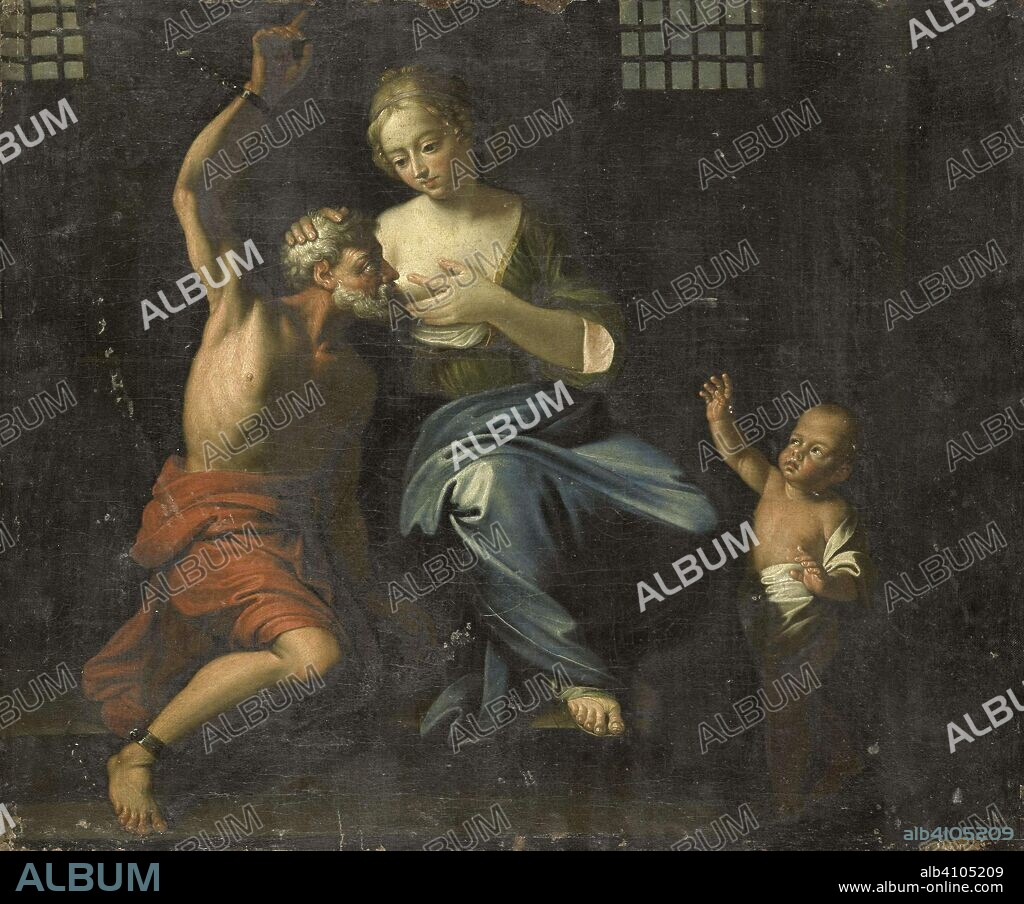 ADRIAEN VAN DER WERFF (COPY AFTER). Cimon and Pero (Roman Charity). Dating: 1670 - 1750. Measurements: h 58 cm × w 71 cm × t 3.5 cm; h 66.6 cm × w 79.6 cm × d 9.8 cm.