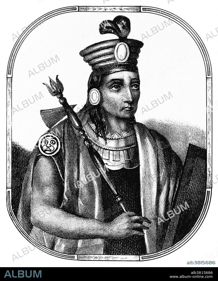 Pachacuti Inca Yupanqui was the ninth Sapa Inca (1438 - 1471-72) of the Kingdom of Cusco which he transformed into the Inca Empire (Tawantinsuyu). Most archaeologists now believe that the famous Inca site of Machu Picchu was built as an estate for Pachacuti. During his reign, Cusco grew from a hamlet into an empire that could compete with, and eventually overtake, the ChimÃº. He began an era of conquest that, within three generations, expanded the Inca dominion from the valley of Cusco to nearly the whole of western South America. He built irrigating channels, cultivated terraces, made roads and hospices. The Road of the Inca stretched from Quito to Chile. Due to the remarkable expansion of their domains he was considered an exceptional leader, enlivening glorious epic stories and hymns in tribute to his achievements. Image taken from page 82 of "Recuerdos de la Monarquia Peruana, Ã³ bosquejo de la historia de los Incas, etc" by Justo Sahuaraura, 1850.