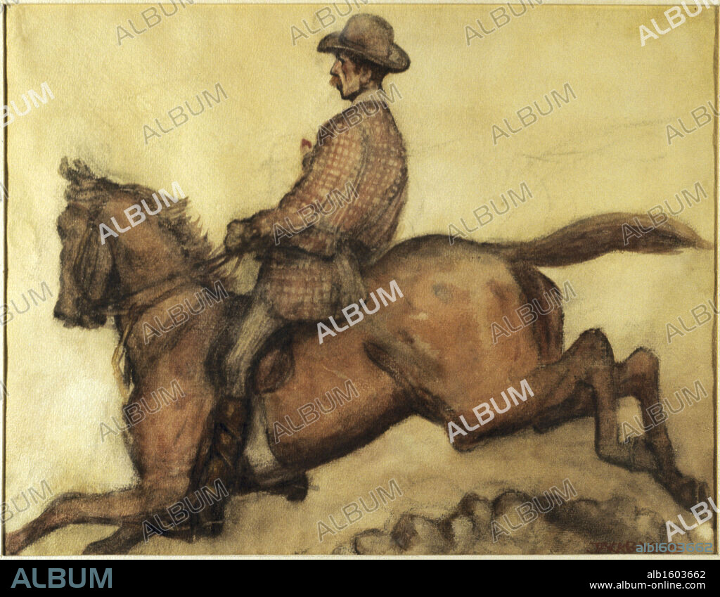 Horse and Rider by Jack Butler Yeats, watercolor, 1871-1957, USA, Pennsylvania, Philadelphia, David David Gallery.