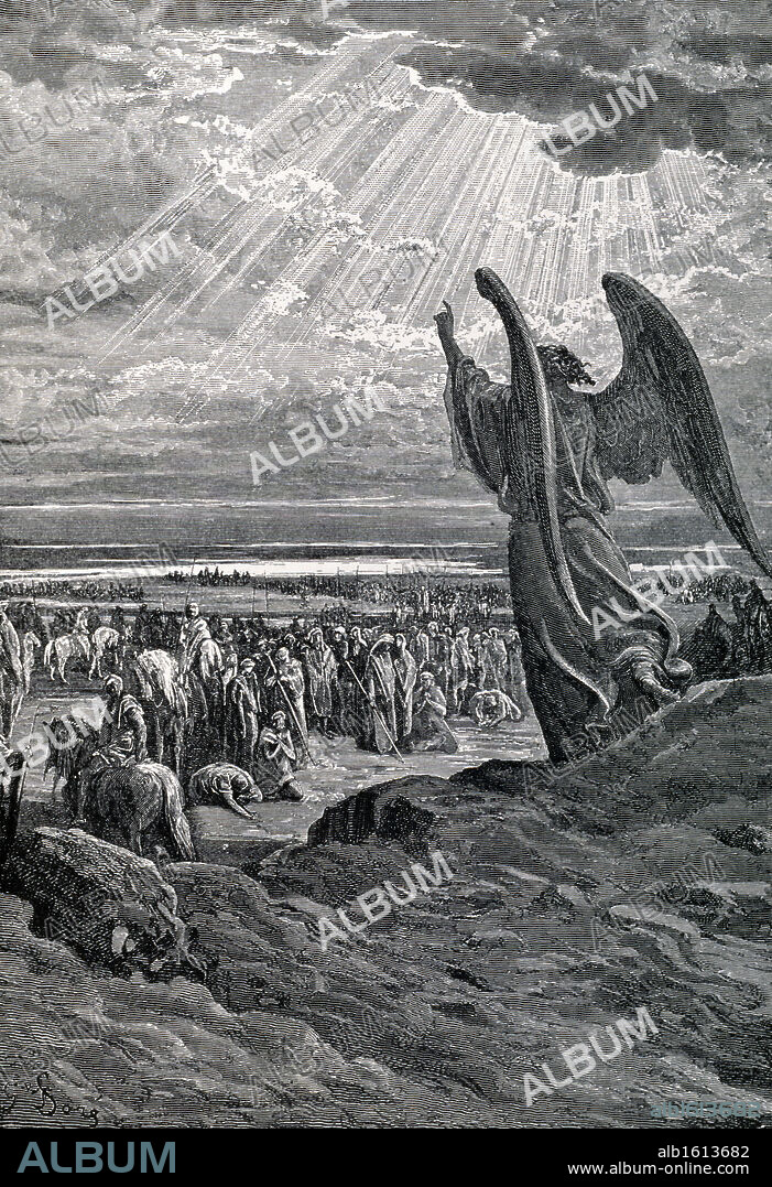 PAUL GUSTAVE DORÉ. Angel Rebukes Israel by Gustave Dore, (1832-1883).