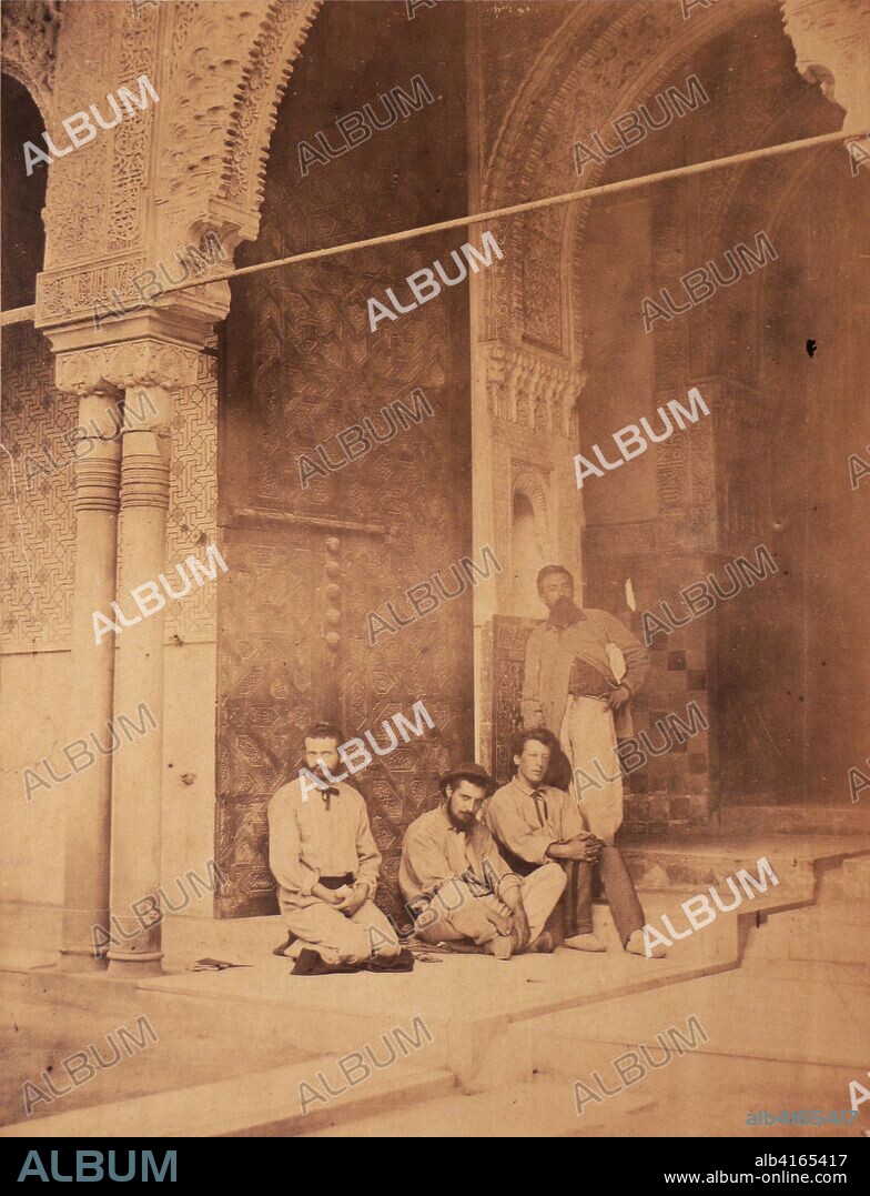 Retrato de grupo con Henri Alexandre Regnault, Frederic Laguillernie, Georges Jules Victor Clairin y José Laguna en la Alhambra.