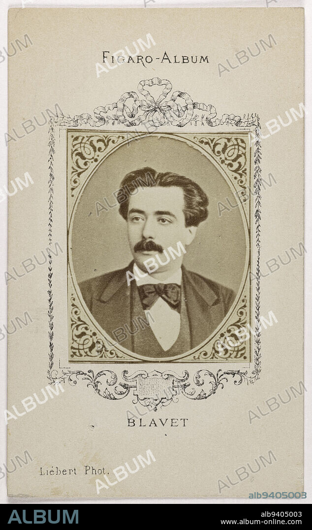Portrait of Emile Blavet (1838-1924), (teacher, publicist for Le Gaulois and Le Figaro), Liébert, Alphonse, Photographer, Between 1870 and 1890, 2nd half of the 19th century, Graphic Arts, Photography, Albumen print, Height: 5 cm, Width: 3.9 cm.