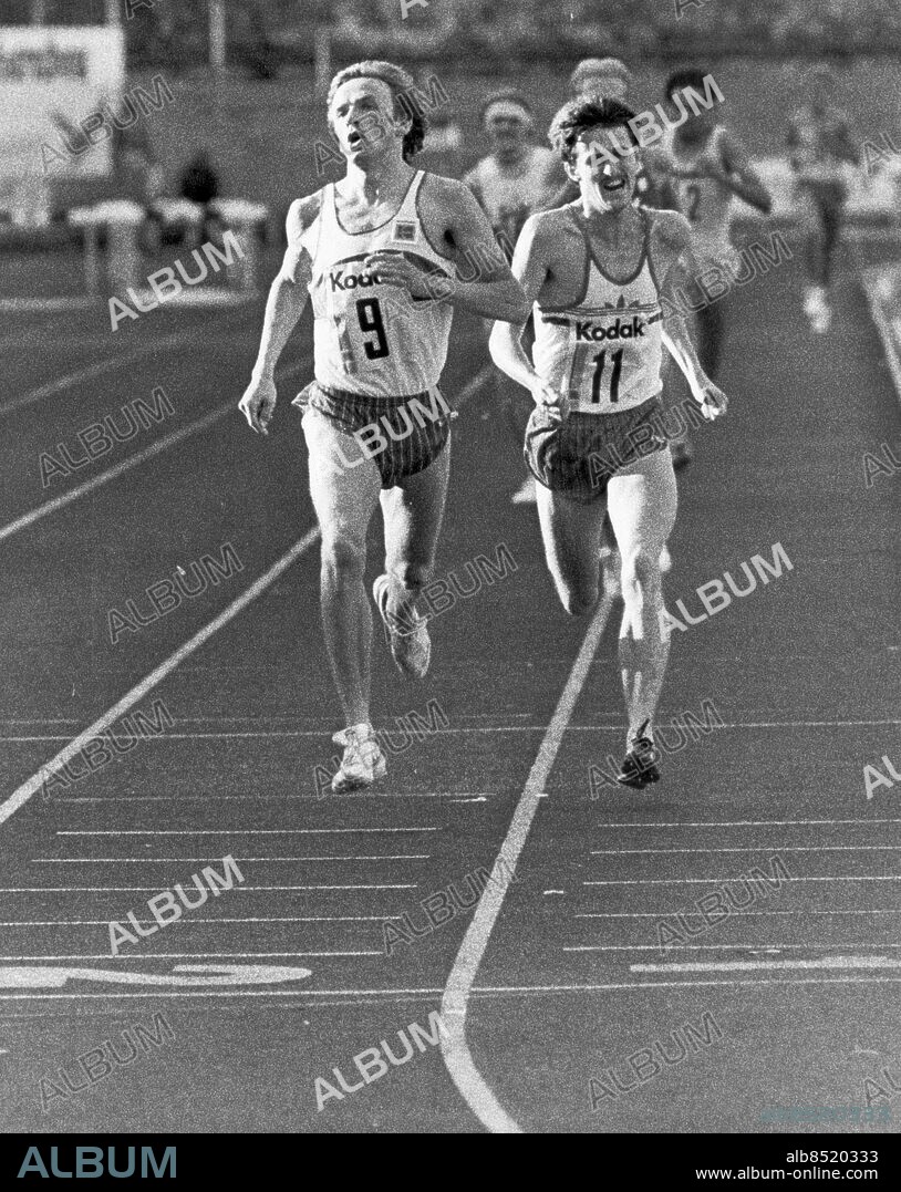 Göteborg 1986-06-12 - Löparen Lars-Erik Nilsson till vänster - Slottsskogsvallen - *** Local Caption *** GP - Foto: Anders Hofgren. Kamerareportage.