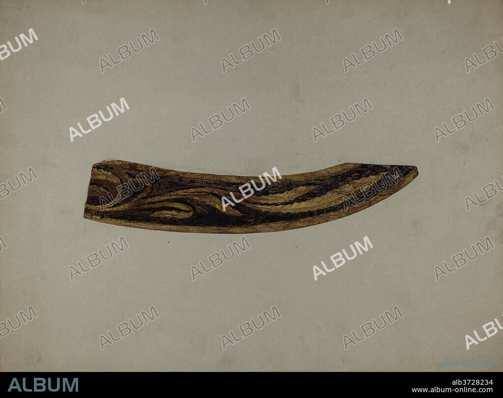 HARRIETTE GALE. Stern Piece. Dated: c. 1939. Dimensions: overall: 49.9 x 37 cm (19 5/8 x 14 9/16 in.)  Original IAD Object: 47 1/2" long. Medium: watercolor and graphite on paperboard.