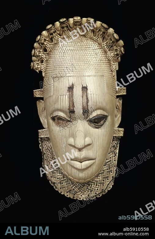 West African, Benin, Nigeria, early 16th Century. Mask of an Iyoba. Ivory, 25cm high. London, British Museum.
