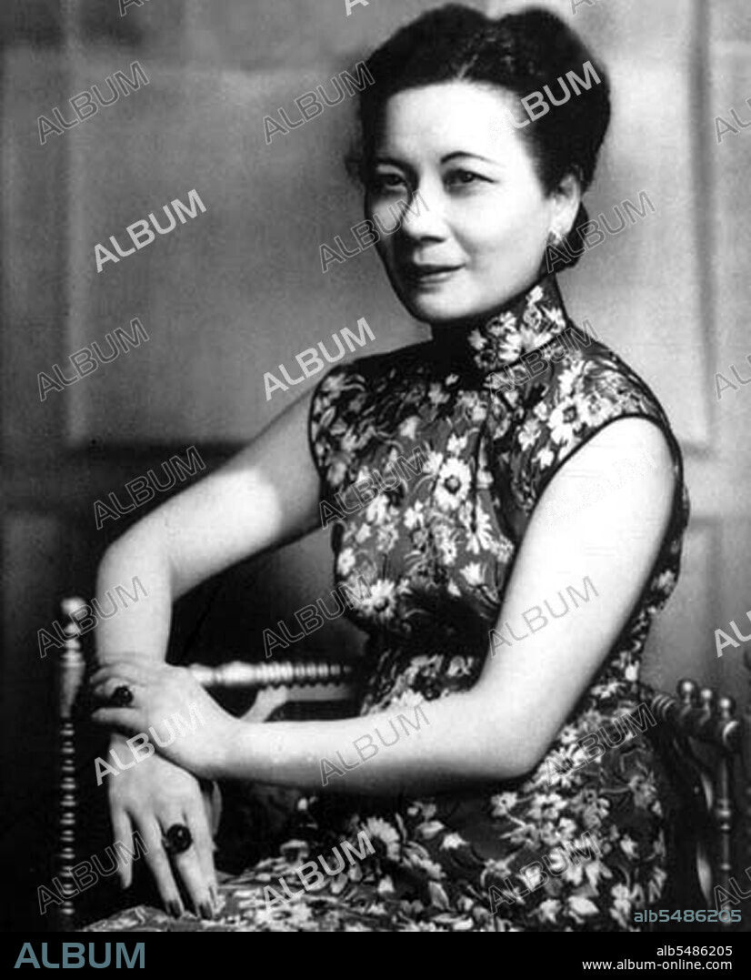 Soong May-ling or Mei-ling, also known as Madame Chiang Kai-shek (Song Meiling, 1898-2003), First Lady of the Republic of China (ROC) and wife of President Chiang Kai-shek. She was a politician and painter. The youngest and the last surviving of the three Soong sisters, she played a prominent role in the politics of the Republic of China and was the sister in law of Song Qingling, wife of President Sun Yat-sen, the founder of the Chinese Republic (1912).