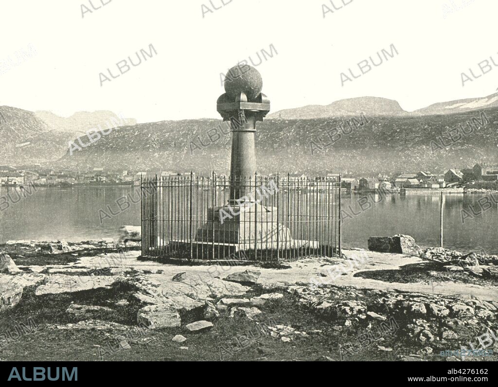 The Meridian Column, Hammerfest, Norway, 1895. Monument marking the northernmost station of the Struve Geodetic Arc, a chain of survey triangulations, which gave the first accurate measurement of a meridian. From "Round the World in Pictures and Photographs: From London Bridge to Charing Cross via Yokohama and Chicago". [George Newnes Ltd, London, 1895].