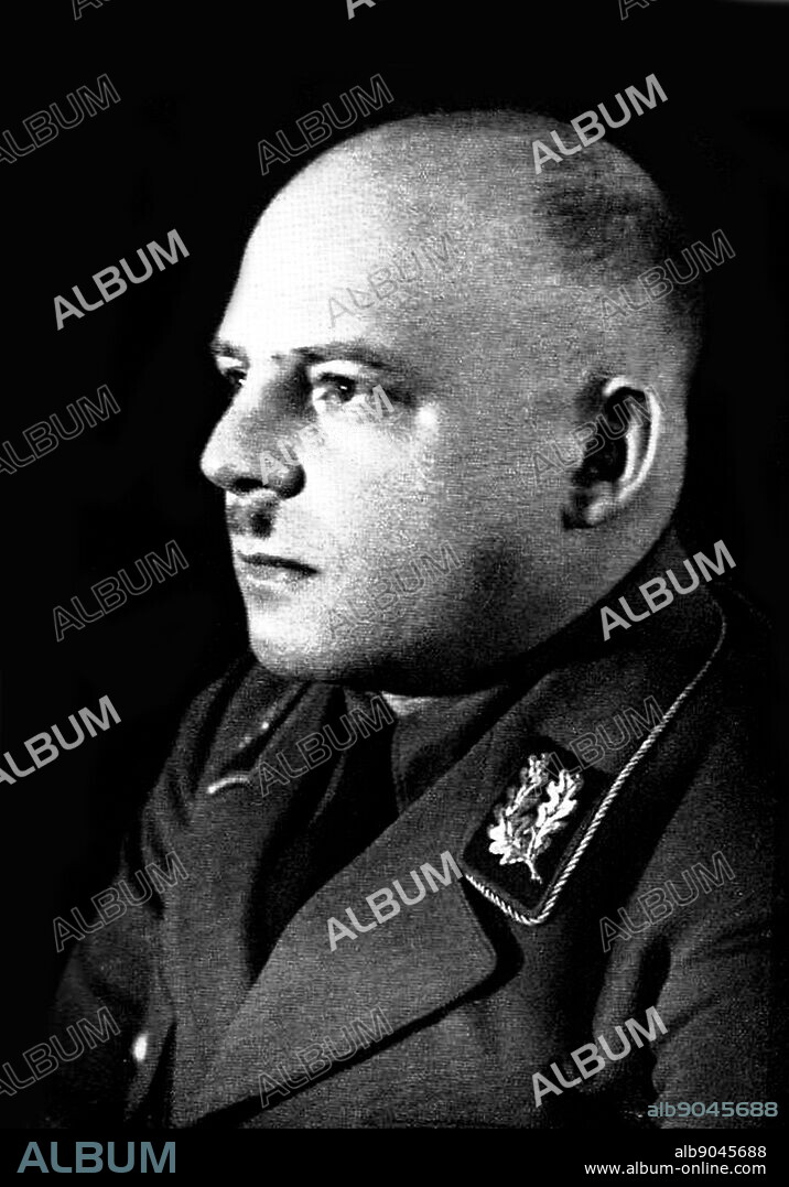 Photographic portrait of Ernst Friedrich Christoph "Fritz" Sauckel. A Nazi war criminal, who organized the systematic enslavement of millions from lands occupied by Nazi Germany. Lived between 27th October 1894 16h October 1946.