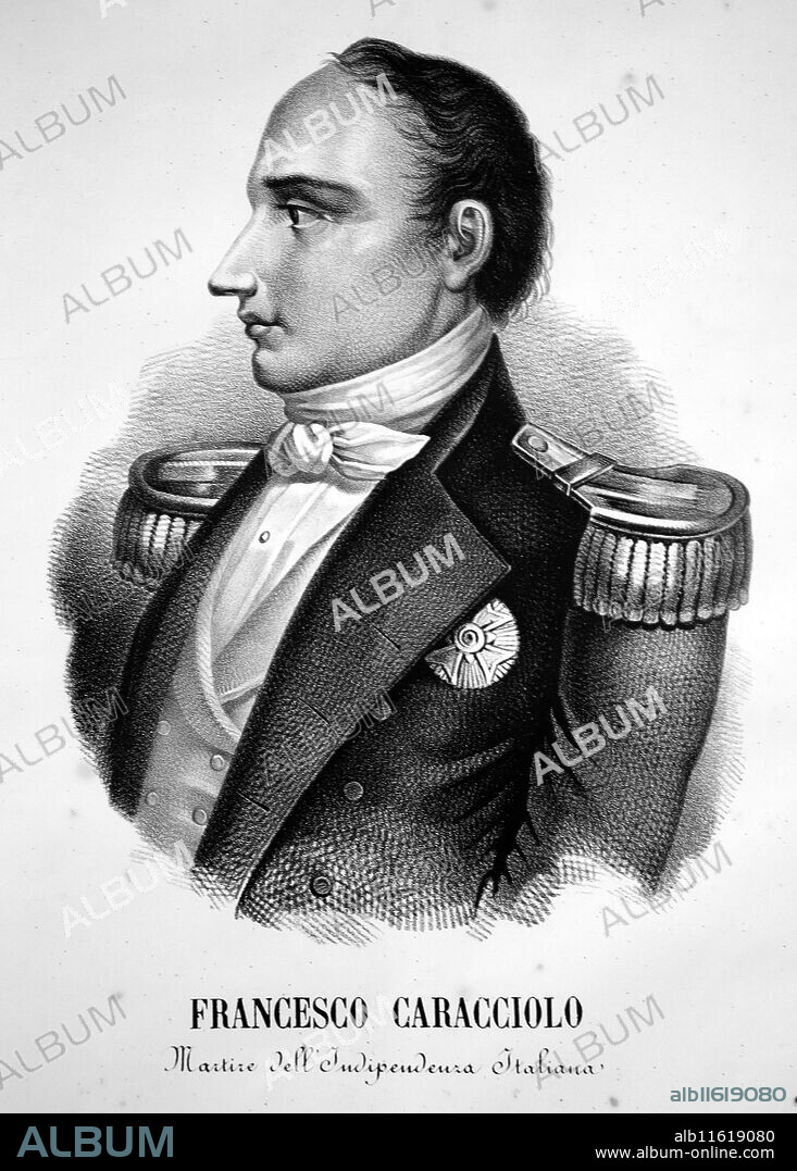 Portrait of Francesco Caracciolo (1752-1799). Italian admiral and revolutionary. Lithography. 19th century.