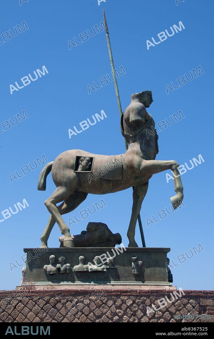 Igor Mitoraj (26 March 1944 6 October 2014) was a Polish artist. His sculptural style is rooted in the classical tradition with its focus on the well modelled torso.<br/><br/>. A centaur is a creature from Greek mythology with the upper body of a human and the lower body and legs of a horse. Centaurs are thought of in many Greek myths as being as wild as untamed horses. They subsequently featured in Roman mythology, and were familiar figures in the medieval bestiary.