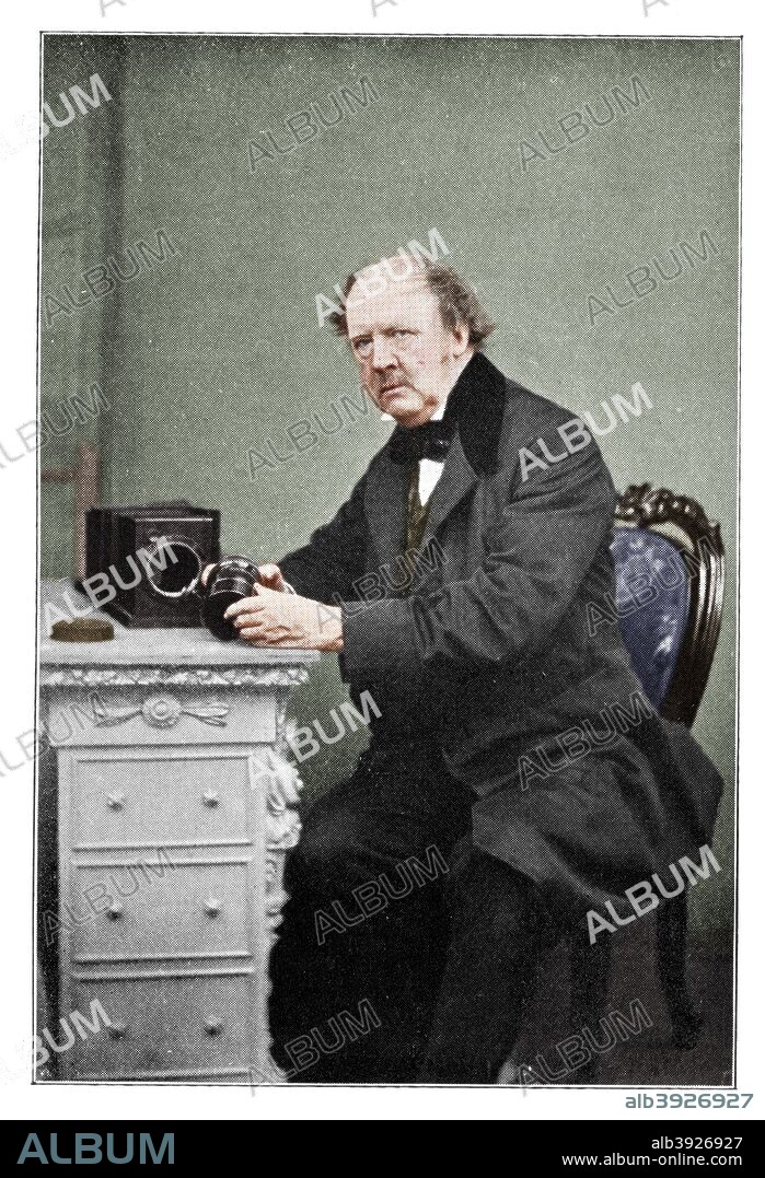 WH Fox Talbot, British photography pioneer, 1901. William Henry Fox Talbot (1800-1877) is best known for his development of the calotype, an early photographic process that was an improvement over the daguerreotype of the French inventor Louis Daguerre. Talbot's calotypes involved the use of a photographic negative, from which multiple prints could be made. Had his method been announced a few weeks earlier, he and not Daguerre would probably be remembered as the founder of photography. Photo published in The Process Year Book, by AW Penrose & Co, London, 1901. (Colorised black and white print).