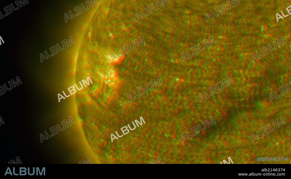 A three-dimensional image of the Sun. STEREO. This image is a composite of left and right eye color image pairs taken by the SECCHI Extreme UltraViolet Imager. (Photo by: Universal History Archive/UIG via Getty Images).