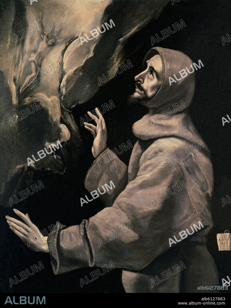 EL GRECO. 'Saint Francis Receiving the Stigmata', 1585, Oil on canvas, 170 x 87 cm.