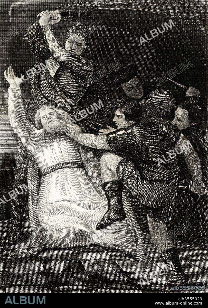 Muerte del patriarca Constantino II de Constantinopla (-767) por conspirar contra el emperador bizantino Constantino V. Grabado de 1864.