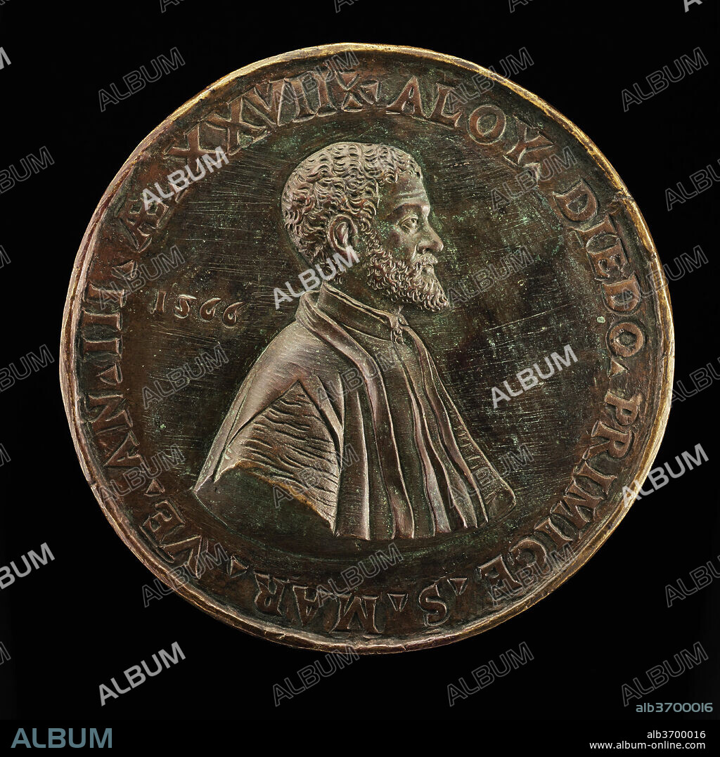 ITALIAN 16TH CENTURY. Alvise Diedo, 1539-1603, Scholar and Poet, Primicerius of Saint Mark's 1563 [reverse]. Dated: 1566. Dimensions: overall (diameter): 9.73 cm (3 13/16 in.)  gross weight: 320.65 gr (0.707 lb.)  axis: 12:00. Medium: bronze.
