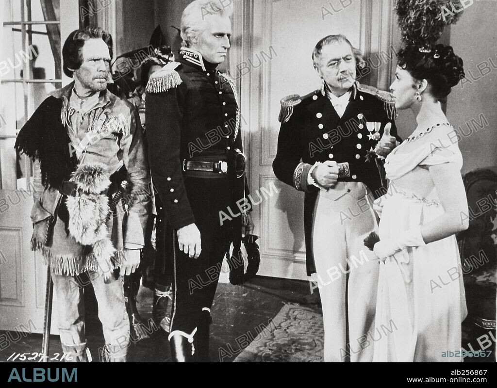 CHARLES BOYER, CHARLTON HESTON und CLAIRE BLOOM in THE BUCCANEER, 1958, unter der Regie von ANTHONY QUINN. Copyright PARAMOUNT PICTURES.