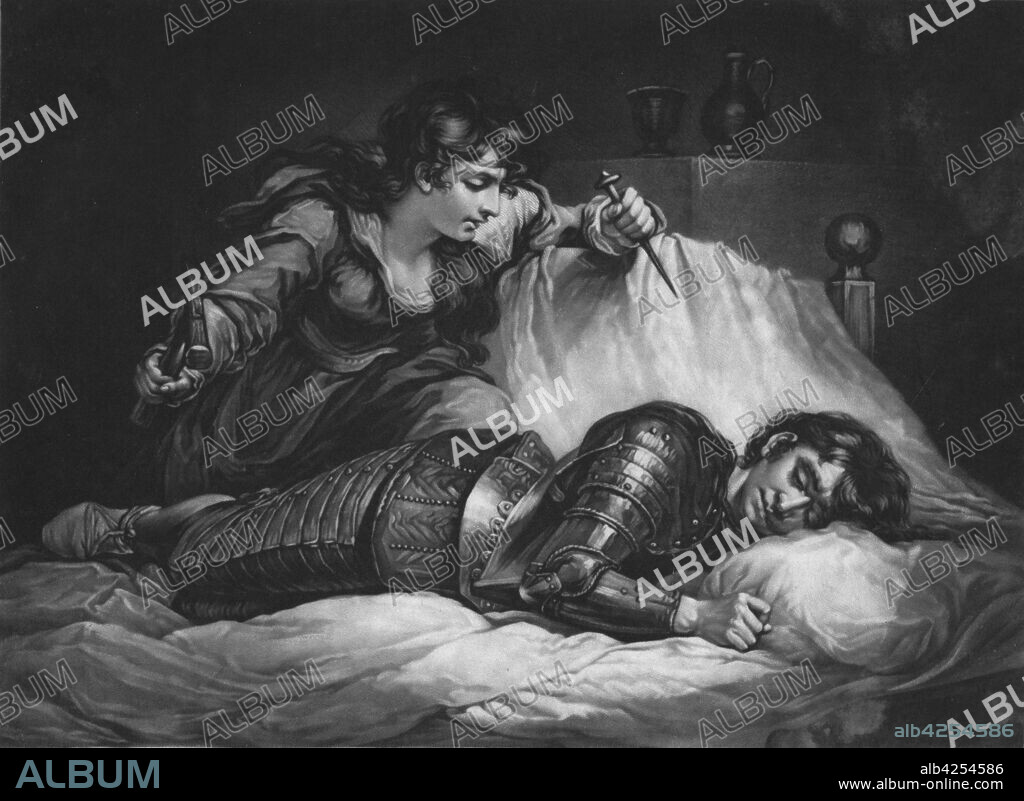 THOMAS GOFF LUPTON. 'Jael and Sisera - Judges Chapter 4', 1825. Scene from the Old Testament: after being defeated by the forces of the Israelite tribes of Zebulun and Naphtali, Sisera was killed by Jael, who hammered a tent peg into his temple in order to deliver Israel from the troops of King Jabin. Plate 13 from "Gems of Art". [W.B. Cooke, London, 1825].