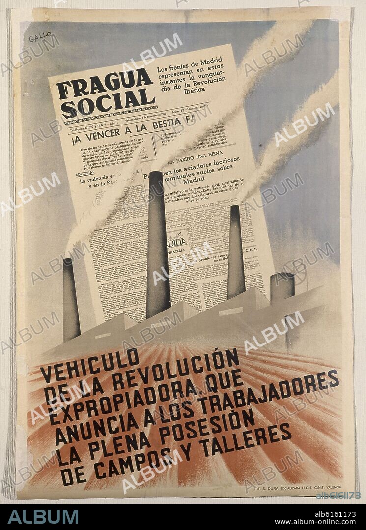 LUIS GARCÍA GALLO. CARTEL GUERRA CIVIL-FRAGUA SOCIAL DIARIO.