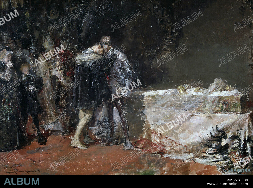JOSÉ MORENO CARBONERO. MORENO CARBONERO , JOSE. PINTOR ESPAÑOL . MALAGA 1860 - 1941. " CONVERSION DEL DUQUE DE GANDIA " BOCETO 1884. MUSEO BELLAS ARTES SAN FERNANDO . MADRID.