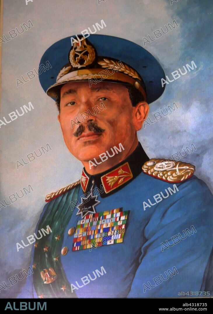Muhammad Anwar el-Sadat (1918 - 1981), President of Egypt, serving from 15 October 1970 until his assassination by fundamentalist army officers on 6 October 1981. Sadat was a senior member of the Free Officers who overthrew King Farouk in the Egyptian Revolution of 1952, and a close confidant of President Gamal Abdel Nasser, under whom he served as Vice President twice and whom he succeeded as President in 1970.