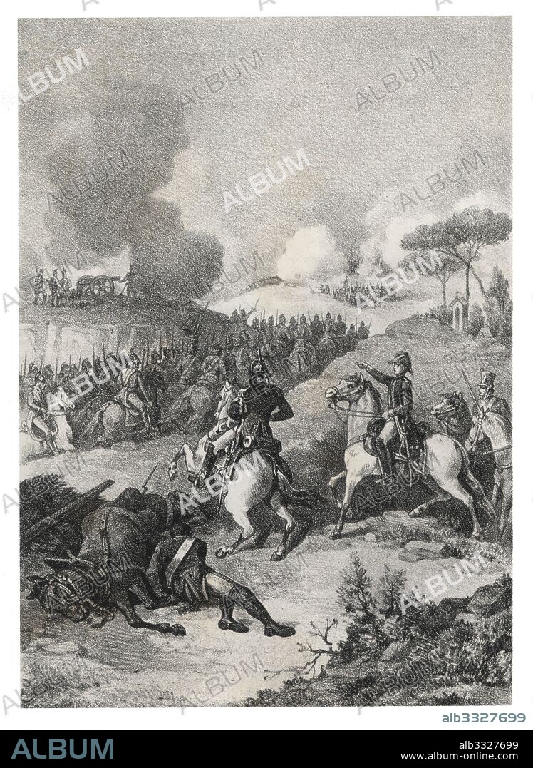 Historia de España. Guerra de la Independencia. Batalla de Ocaña del 19 de noviembre de 1809 que enfrentó al ejército francés al mando del mariscal Soult con las tropas españolas mandadas por el general Aréizaga. Grabado de 1880.