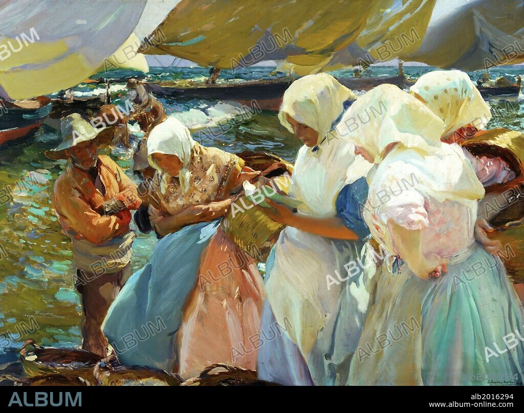 JOAQUIN SOROLLA. Joaquín Sorolla / 'Valencianas en la playa', 1915, Óleo sobre lienzo, 93 x 126 cm.