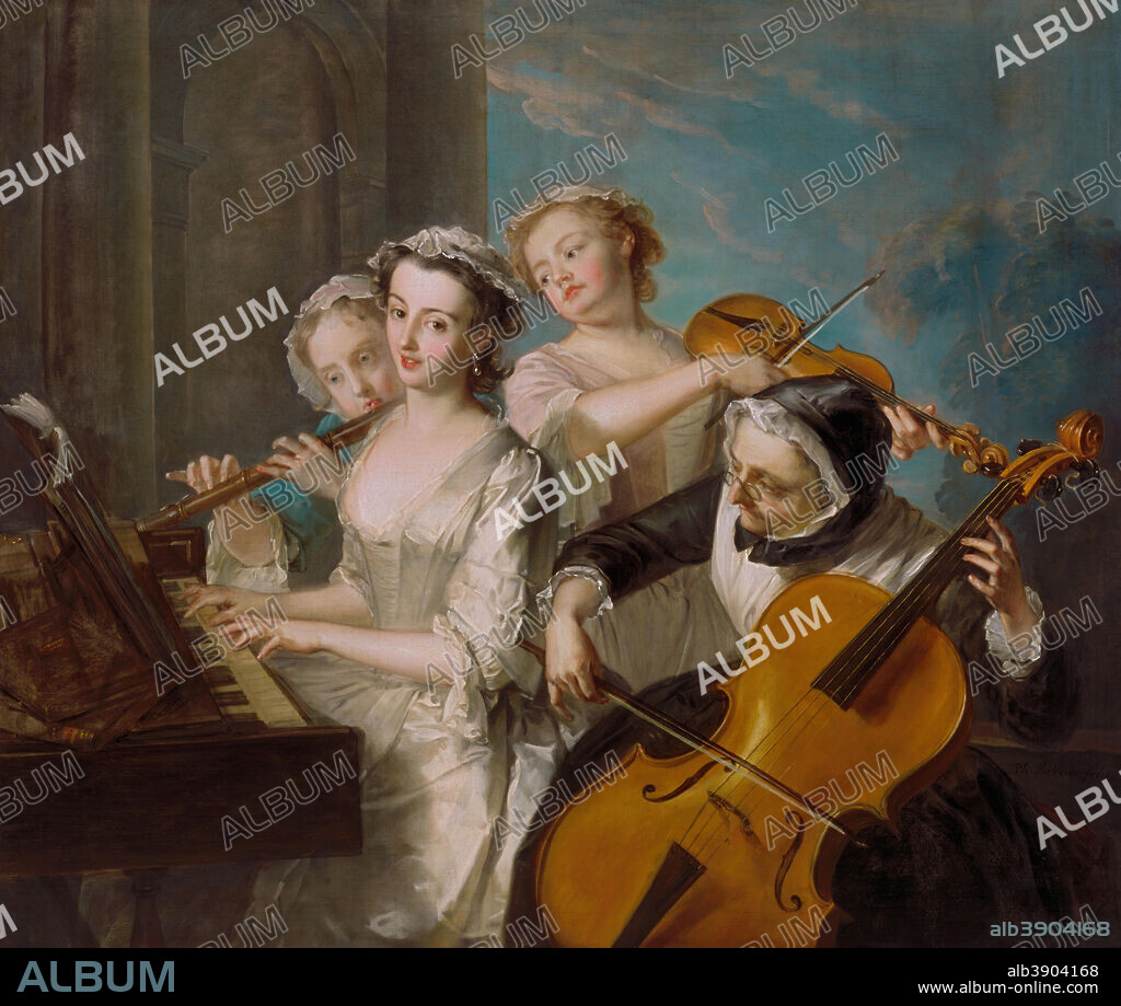 PHILIPPE MERCIER. The Sense of Hearing. Date/Period: 1744 to 1747. Painting. Oil on canvas. Height: 1,321 mm (52 in); Width: 1,537 mm (60.51 in).