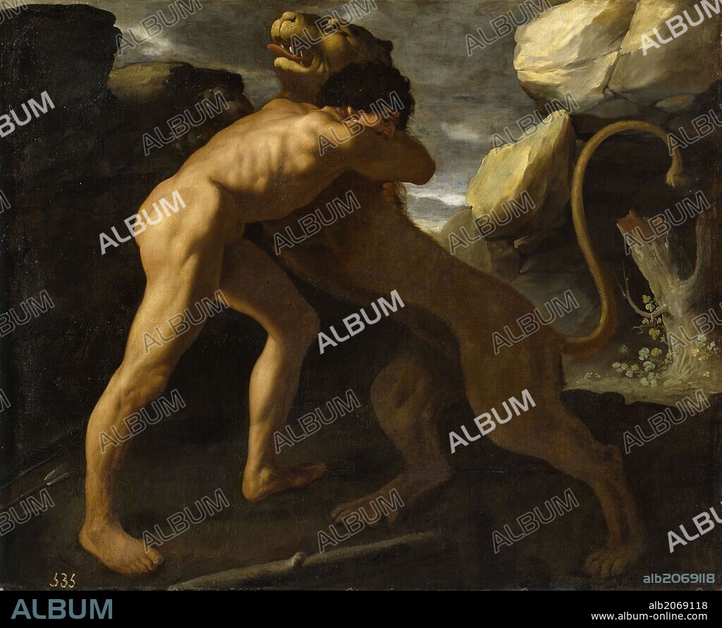 FRANCISCO DE ZURBARAN. Francisco de Zurbarán / 'Hercules Slaying the Nemean Lion', 1634, Spanish School, Oil on canvas, 151 cm x 166 cm, P01243.