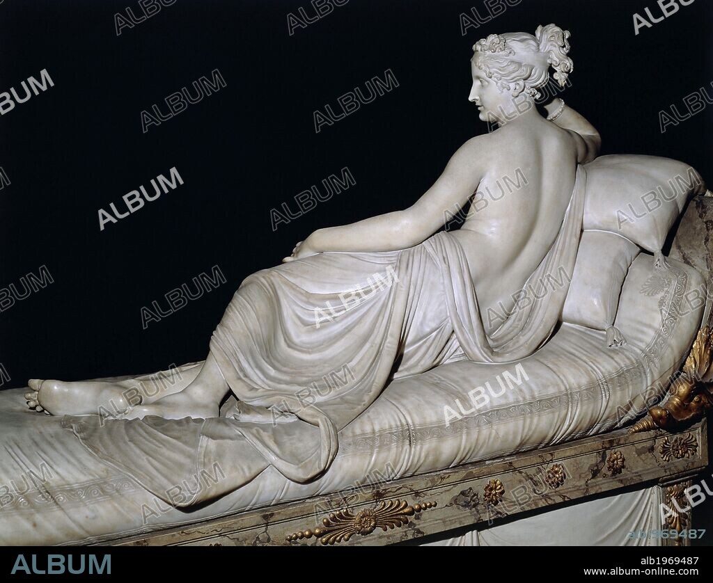 Pauline Borghese as Venus Victrix, 1805-1808, by Antonio Canova (1757-1822), white marble.