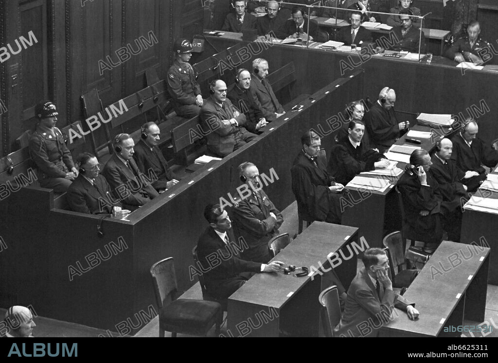 The defendants in the dock (second dock from the back, l-r) Hermann Terberger, Bernhard Weiss, Konrad Kaletsch, Odilo Burkart, Otto Steinbrinck and Friedrich Flick on the 19th of April in 1947 in the Jury Court of the Nuremberg Trials.
Besides being a tycoon, he was as well a convicted Nazi war criminal.
After having served a prison sentence, Flick became successful again in the 50s and was one of the richest citizens of West Germany. 19/04/1947