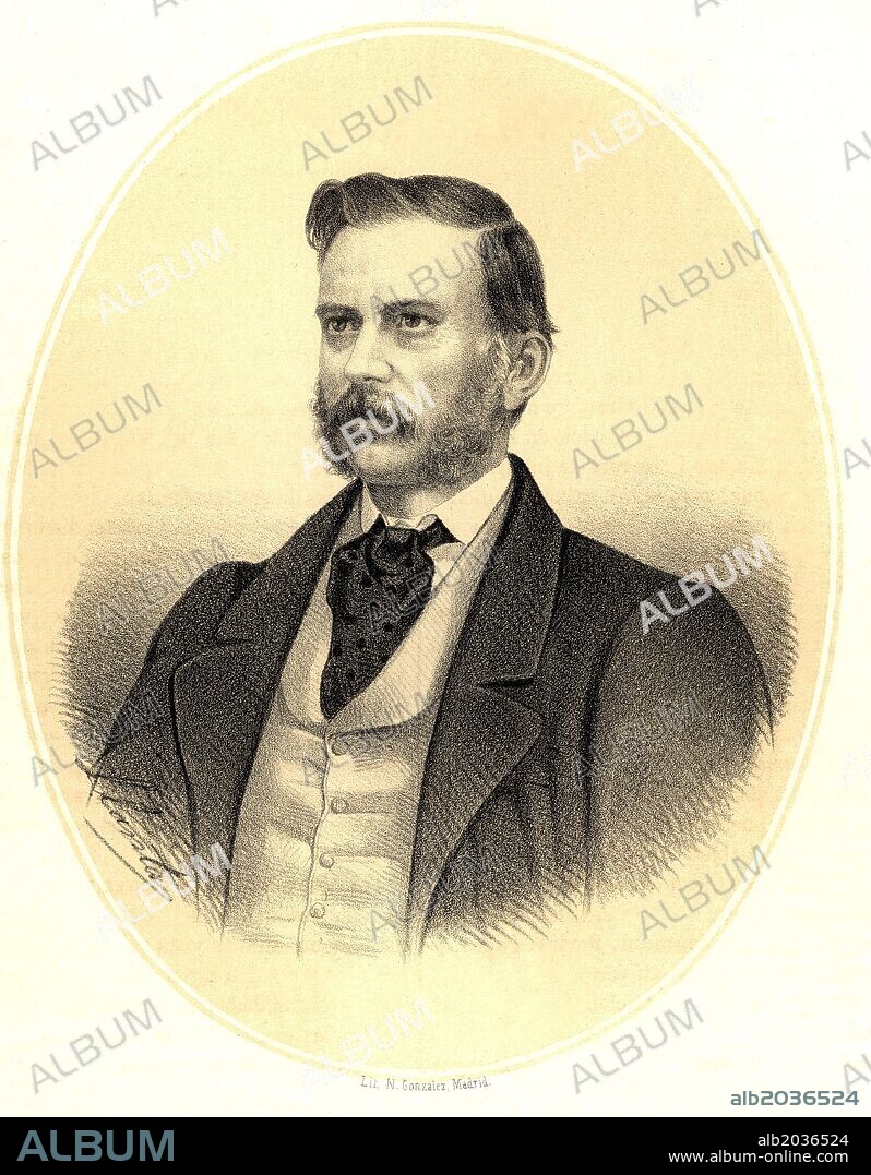 Narcís Monturiol i Estarriol (Figueres, 1819-Sant Martí de Provençals, 1885). Engineer and politician. Inventor of the Ictinean submarine. Engraving, 1861.