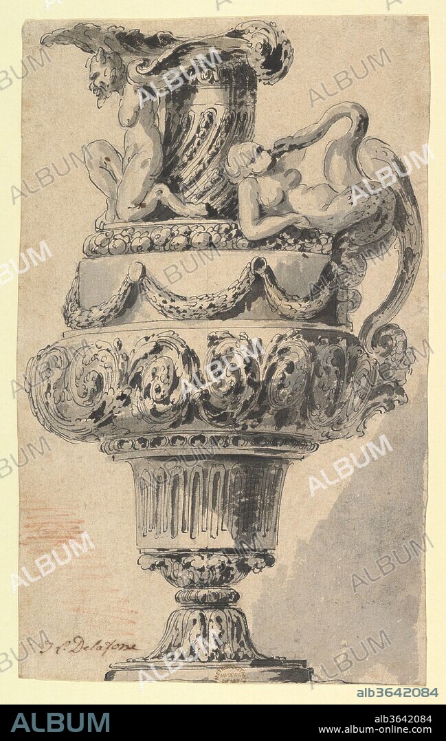 Design for a Ewer. Artist: Jean Charles Delafosse (French, Paris 1734-1789 Paris). Dimensions: 9 3/8 x 5 11/16 in.  (23.8 x 14.5 cm). Date: 1734-91.