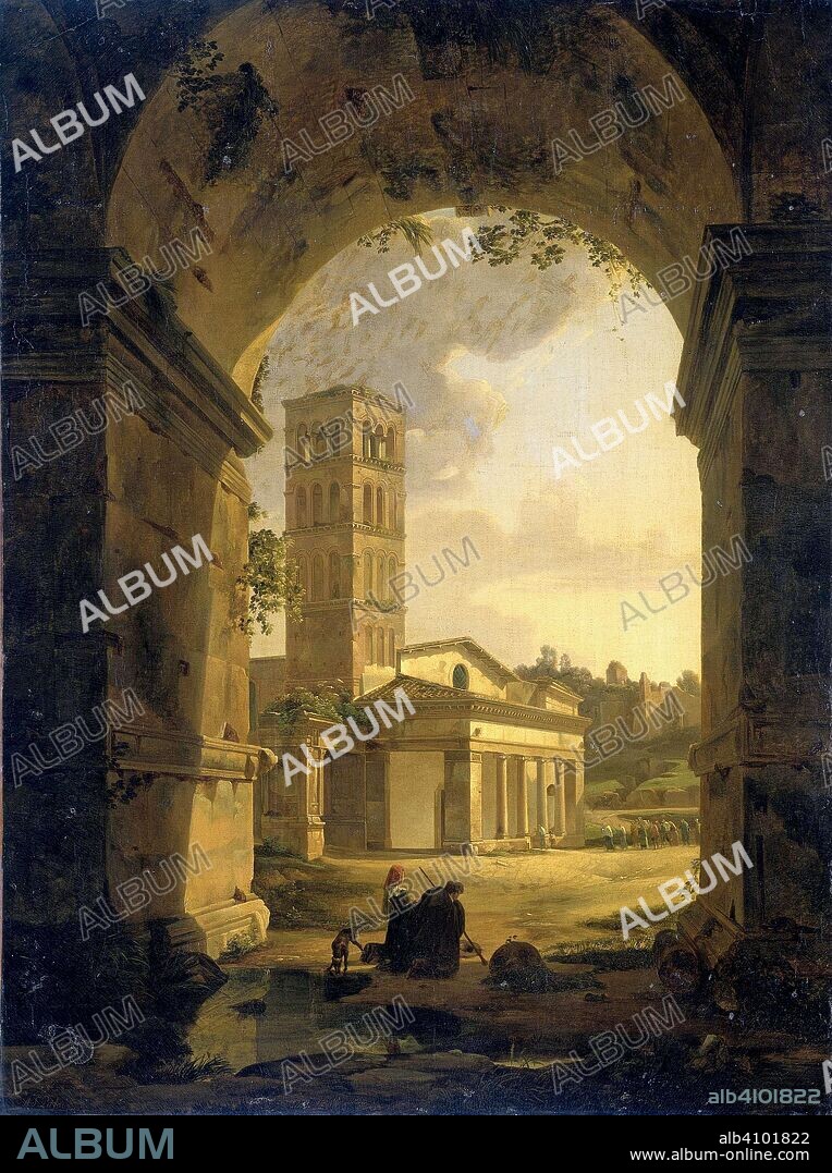 ANTON SMINCK VAN PITLOO. San Giorgio in Velabro in Rome. Dating: 1820. Measurements: h 99.5 cm × w 75.9 cm × t 4.1 cm.