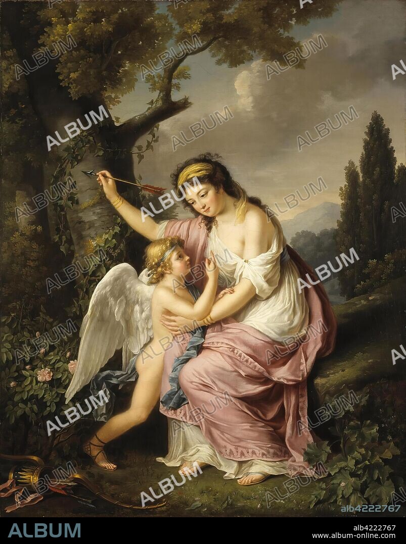 MARIE-VICTOIRE LEMOINE. 'Woman and Cupid'. France, 1792. Dimensions: 92,5x73 cm. (oval).