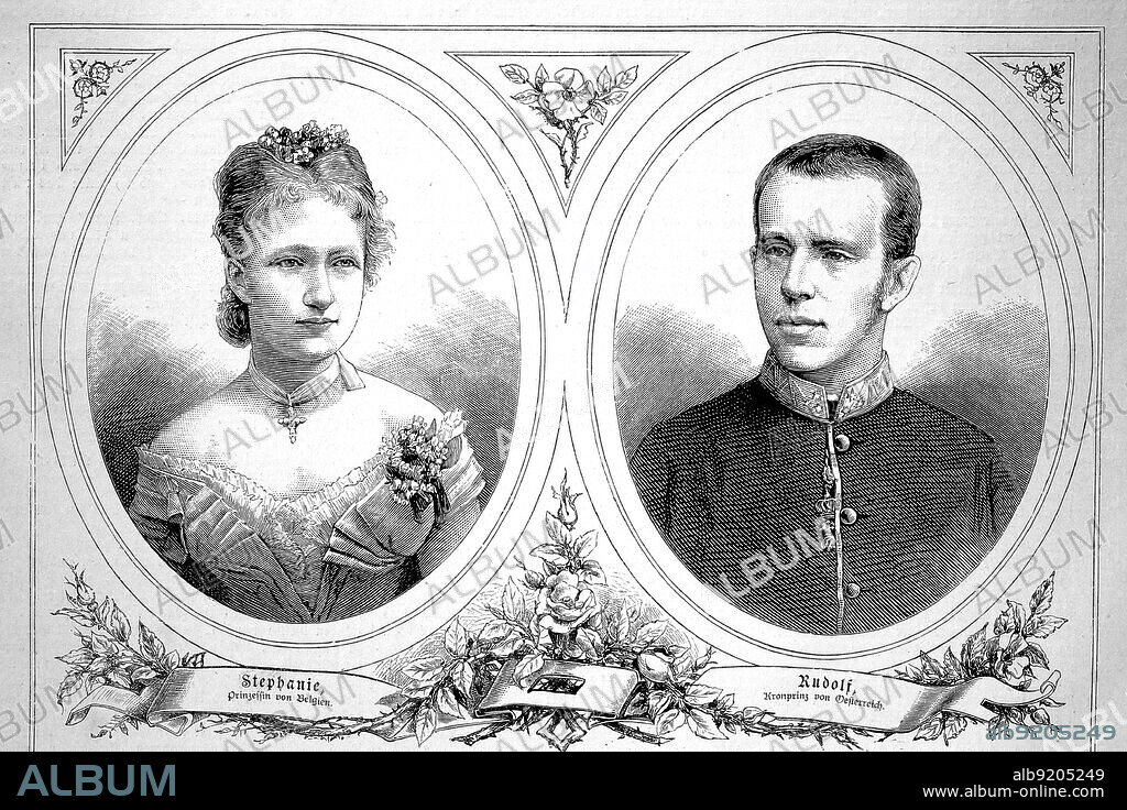 Stephanie, Prinzessin von Belgien und Rudolf, Kronprinz von Österreich / Stephanie, Princess of Belgium and Rudolf, Crown Prince of Austria, Historisch, historical, digital improved reproduction of an original from the 19th centu, genaues Originaldatum nicht bekannt.