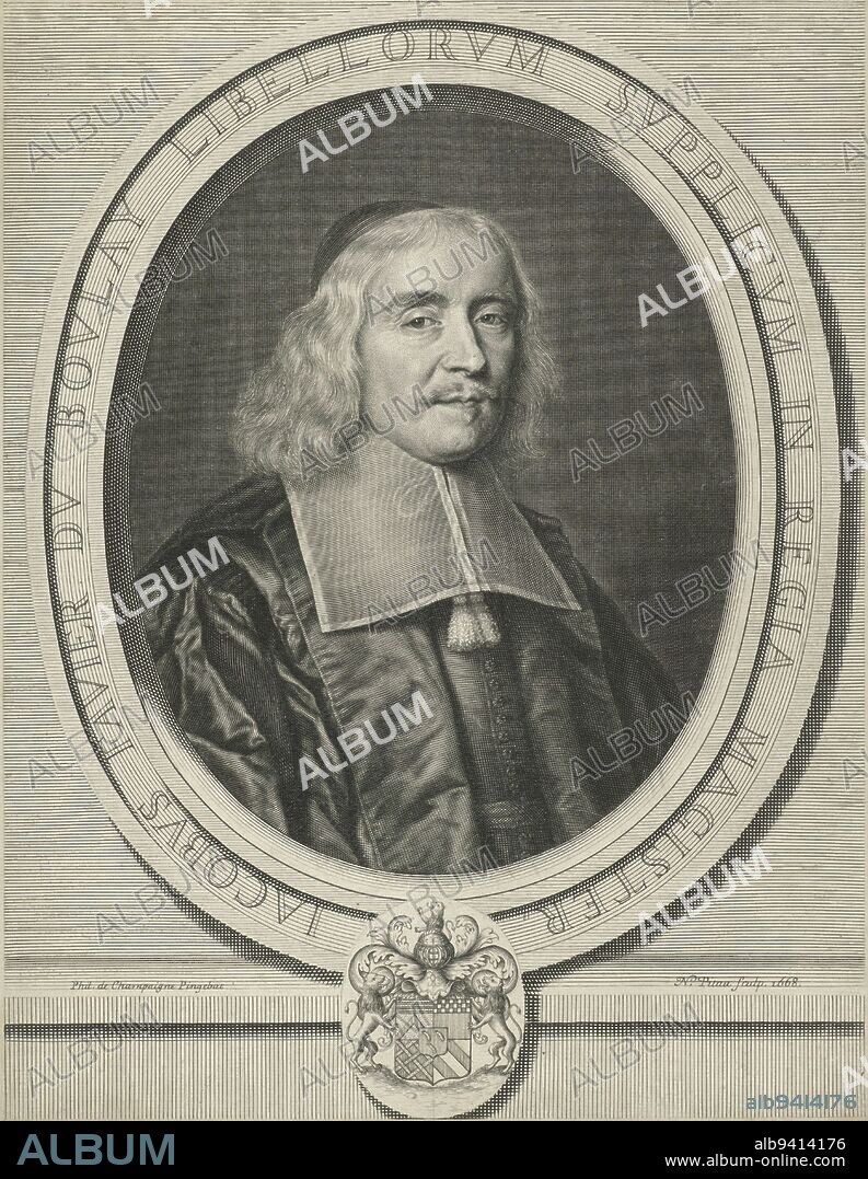 Portrait of Jacques Favier du Boulay, print maker: Nicolas Pitau (I), (mentioned on object), after: Philippe de Champaigne, (mentioned on object), Paris, 1668, paper, engraving, h 330 mm × w 255 mm.