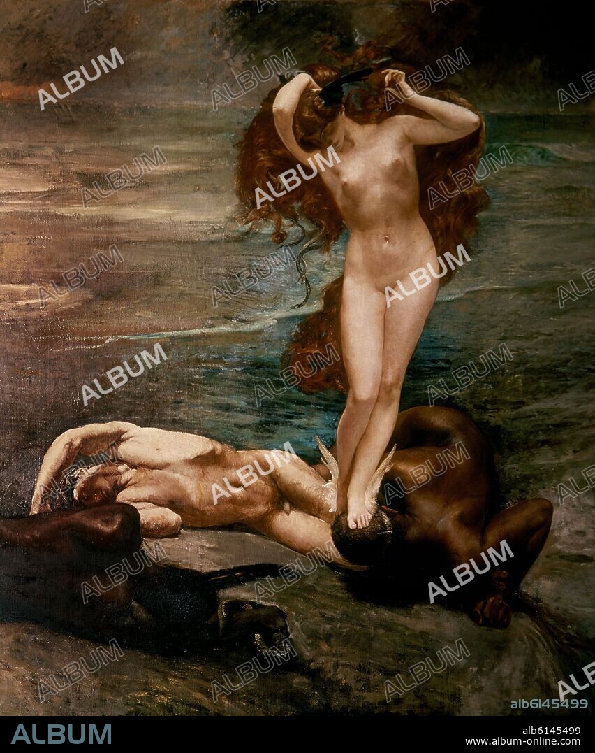 GIULIO ARISTIDE SARTORIO. LA GORGONA  MEDUSA Y LOS  HEROES - SIGLO XIX.