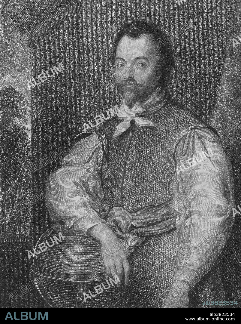 Sir Francis Drake, Vice Admiral (1540-1596) was an English sea captain, privateer, navigator, slaver, explorer and politician of the Elizabethan era. He was second-in-command of the English fleet against the Spanish Armada in 1588. He carried out the second circumnavigation of the world, from 1577 to 1580. He died of dysentery in 1596 after unsuccessfully attacking San Juan, Puerto Rico. His exploits were legendary, making him a hero to the English but a pirate to the Spaniards to whom he was known as El Draque. King Philip II was claimed to have offered a reward of 20,000 ducats, about $6.5 million by modern standards, for his life. Elizabeth I of England awarded Drake a knighthood in 1581.