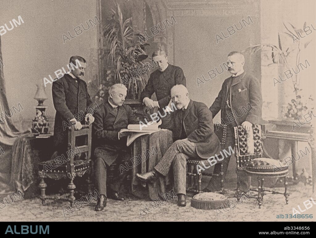 PHOTO STUDIO A. PASETTI. The Tchaikovsky Brothers: Nikolay Ilyich, Peter Ilyich, Anatoly Ilyich, Ipppolit Ilyich and Modest Ilyich.