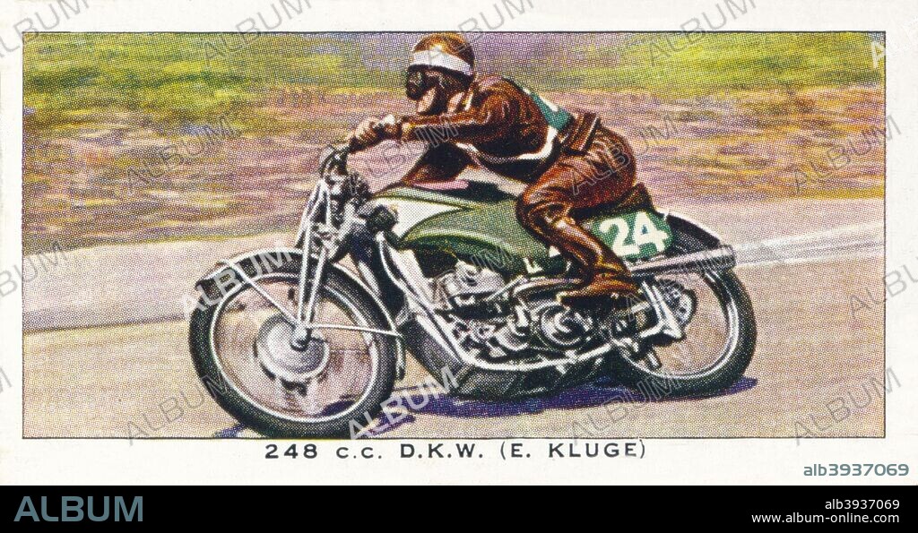 '248 C.C. D.K.W. (E. Kluge)', 1938. From Wills's Cigarettes - Speed: A Series of 50 [W. D. & H.O. Wills, Bristol, 1938].