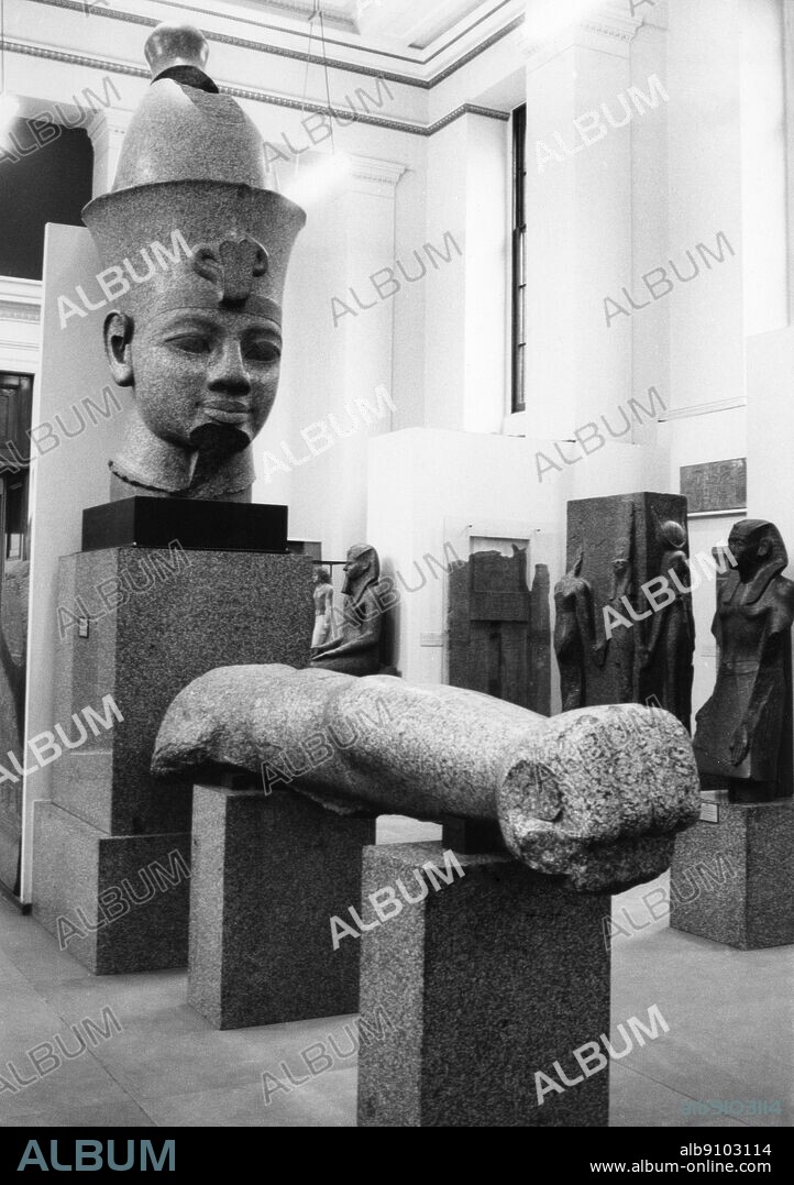 Head and arm in red granite of a colossal statue of Tuthensis III from Karnak - British Museum - Thutmose III (sometimes read as Thutmosis or Tuthmosis III and meaning Thoth is Born) was the sixth Pharaoh of the Eighteenth Dynasty. During the first 22 years of Thutmose's reign he was co-regent with his stepmother, Hatshepsut. While she is shown first on surviving monuments, both were assigned the usual royal names and insignia and neither is given any obvious seniority over the other. After her death and his subsequent gain of power over his kingdom, he created the largest empire Egypt had ever seen; no less than seventeen campaigns were conducted, and he conquered from Niy in north Syria to the fourth cataract of the Nile in Nubia. After his years of campaigning were over, he established himself as a great builder pharaoh as well. Thutmose III was responsible for building over fifty temples in Egypt and building massive additions to Egypt's chief temple at Karnak. ©TopFoto.