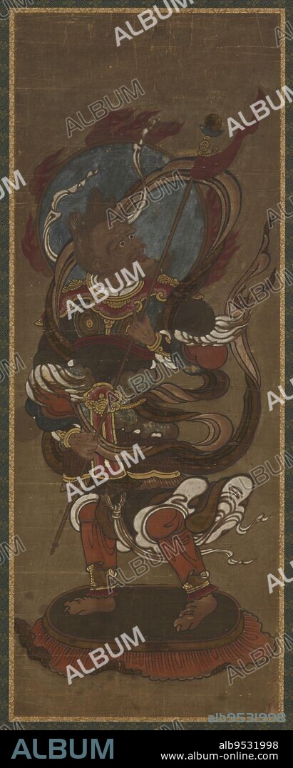 One of the twelve deva: Fu-ten (Vayu). Origin: Japan. Date: late 15th-early 16th century. Period: Muromachi period. Color and gold on paper.
