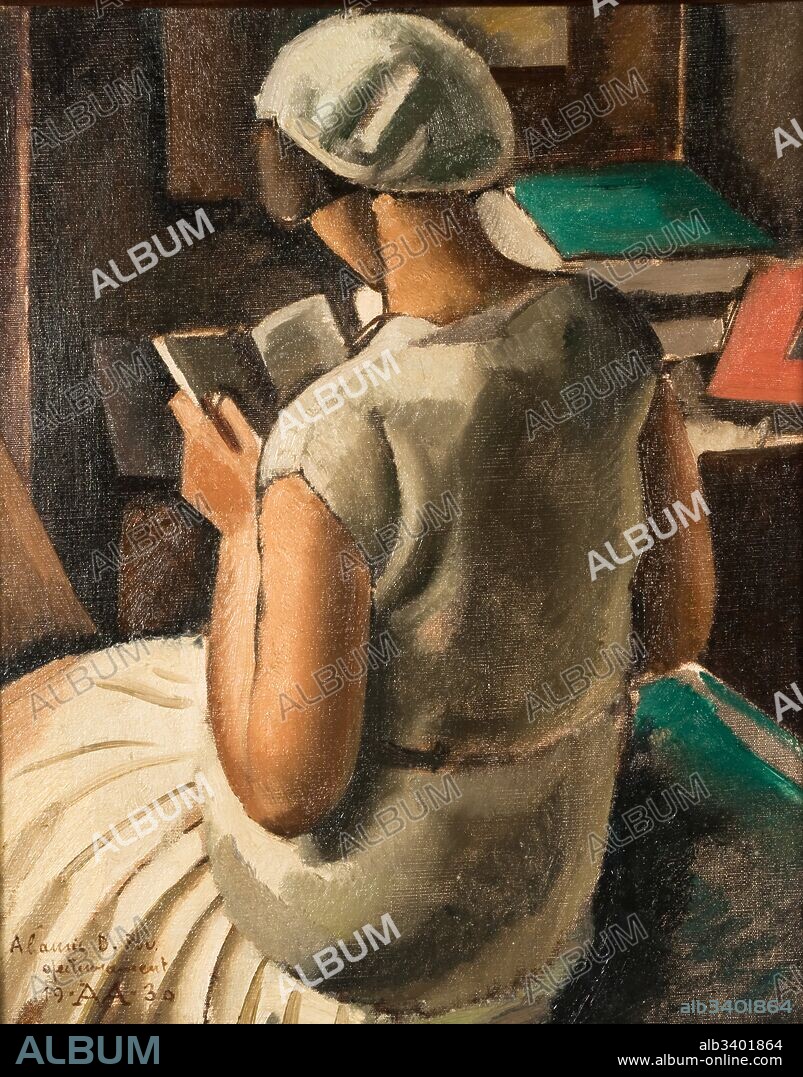 ANTONI VILA ARRUFAT y ANTONI VILA I ARRUFAT. Antoni Vila i Arrufat / "Chica de espaldas leyendo", 1930, Pintura (óleo sobre tela), 60 × 50 cm.