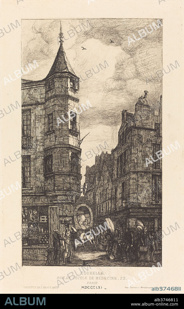 CHARLES MERYON. Tourelle, Rue de l'École de Médecine, 22, Paris. Dated: 1861. Medium: etching.
