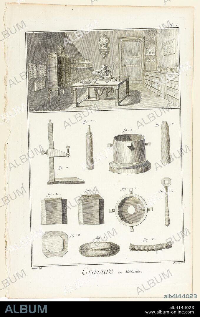 BENOÎT-LOUIS PRÉVOST. Medal Engraving, from Encyclopédie. Benoît-Louis Prévost (French, c. 1735-1809); after Antoine-Gaspard Boucher d'Argis (French, 1708-1791); published by André le Breton (French, 1708-1779), Michel-Antoine David (French, c. 1707-1769), Laurent Durand (French, 1712-1763), and Antoine-Claude Briasson (French, 1700-1775). Date: 1762-1777. Dimensions: 315 × 205 mm (image); 355 × 225 mm (plate); 390 × 255 mm (sheet). Engraving on cream laid paper. Origin: France.